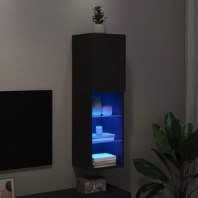 fekete TV-szekrény LED-lámpákkal 30,5 x 30 x 102 cm