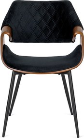DAKOTA bársony szék fekete / dió színben