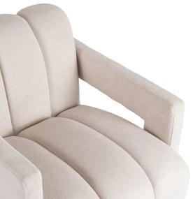 Designer Fotel Krém Bouclé Kárpittal. BENDER