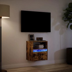 füstös tölgy színű fali TV-szekrény LED-ekkel 41x31x45 cm