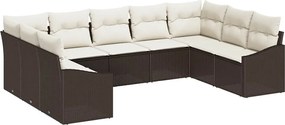 vidaXL Kanapé Szett párnával 9 pcs Barna polirattan