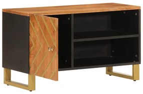 barna és barna tömör mangófa TV-szekrény 80x31,5x46 cm