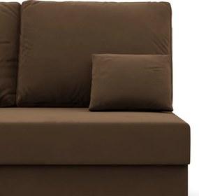 Deli sarokkanapé, 2 ágyneműtartóval, szövet anyag, univerzális oldal, hab töltet, barna