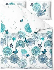 Pamut ágyneműhuzat 160x200 Wind pitypang pillangók virágok fehér türkiz