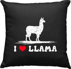 Alpaka Love Lama párna, fekete