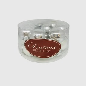 Ezüstszínű üveg karácsonyi gömb szett 16*3cm
