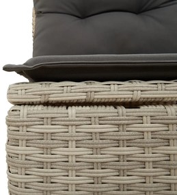 8 Darabos Kerti Kanapé Szett Párnákkal Világosszürke Műanyag Rattan