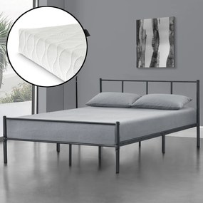 [en.casa] Fémkeretes ágy matraccal, kopásálló, Sötétszürke, 120 x 200 cm