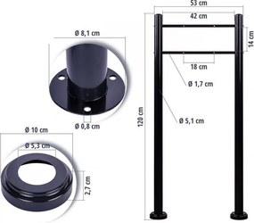 STILISTA Postaláda állvánnyal acél 37 x 10,5 cm