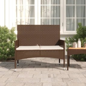 vidaXL 2 személyes barna polyrattan kerti kanapé párnával