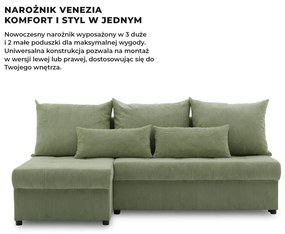 Venezia sarokkanapé, kordbársony, univerzális oldal, hab töltet, zöld
