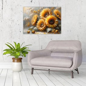 Kép - Napraforgók festménye (70x50 cm)