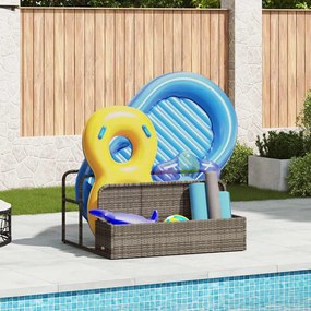 szürke polyrattan medence melletti úszótároló 110x100x57 cm