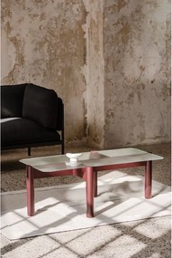 Borvörös dohányzóasztal üveg asztallappal 55x105 cm Kob – noo.ma