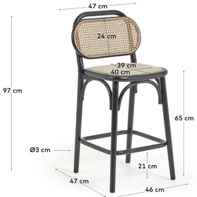 Fekete szilfa bárszék szett 2 db-os (ülésmagasság 65 cm) Doriane – Kave Home