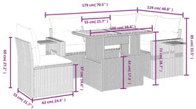 6 részes bézs polyrattan kerti ülőgarnitúra párnával