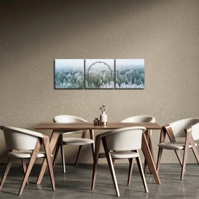 Kép - Havas erdőcsúcsok (órával) (90x30 cm)