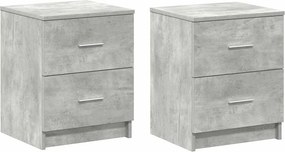 vidaXL 2 db betonszürke éjjeliszekrény 2 fiókkal 40x36x50 cm