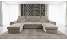 Ággyá nyitható ülőgarnitúra univerzális U-formájú sarokrésszel és tárolóval SALVADA bézs