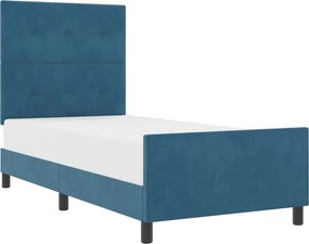 vidaXL Boxrugós ágy fejtámlával Sötét kék 80 x 200 cm Bársony
