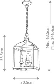 Kichler Larkin KL-LARKIN-P-M-PNBR Függőlámpa 3x60W/E14