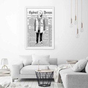 Gario Poszter Absztrakt medve egy újság hátterén A keret színe: Fehér, Méret: 40 x 60 cm
