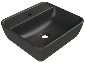 CeraStyle ONE - PULTRA ültethető - Top Counter - porcelán mosdó - - MATT FEKETE - 46 x 42 cm