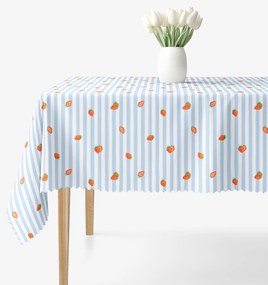 Goldea teflonos asztalterítő -  eprek kék csíkos alapon 120 x 120 cm