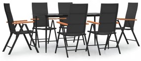7 részes fekete-barna polyrattan kerti étkezőgarnitúra