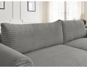 Sötétszürke kordbársony kinyitható sarokkanapé (jobb oldali) Lucien – Bobochic Paris