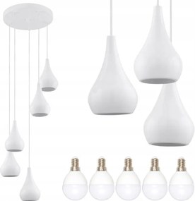 Mennyezeti Lámpa Függő Csillár 5x E14 Fehér Modern 4W Led izzókkal