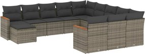 vidaXL 12 részes szürke polyrattan kerti ülőgarnitúra párnákkal