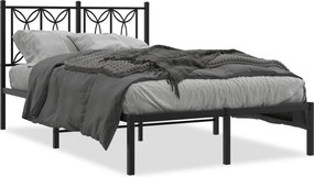vidaXL fekete fém ágykeret fejtámlával 120 x 190 cm