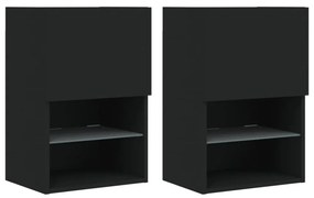 2 db fekete TV-szekrény LED-világítással 40,5 x 30 x 60 cm