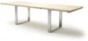 DAYTON Fehérített Tömör tölgyfa Bővíthető Étkezőasztal - Szálcsiszolt acél lábbal 220-320cm