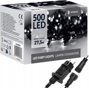 Karácsonyfa Lámpa 500LED Kültéri 27,5m Hideg Fehér Flash Áramfüzér