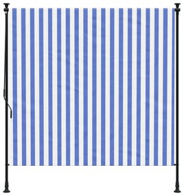 kék és fehér szövet és acél kültéri roló 200 x 270 cm