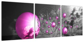 Rózsaszín gömbök képe (órával) (90x30 cm)