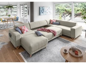 Bézs kinyitható-tárolóhelyes sarokkanapé (jobb oldali-U alakú) Classy Sophie – Miuform