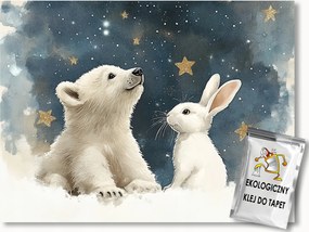 Fotótapéta Flizelina Tél Hó Éjszaka Ég Csillagok Mackó Nyúl 368x254 ragasztó