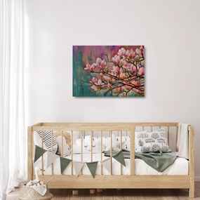 Kép - olajfestmény, virágzó Sakura (üvegen) (70x50 cm)