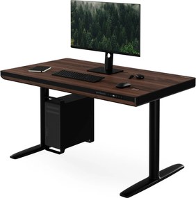 Elektromos ülő-álló íróasztal fiókkal és Qi vezeték nélküli töltővel fekete/dió, 1200 mm: ELLIS