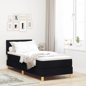 Boxspring ágy matraccal és LED-del - Fekete 80x200 cm Szövet