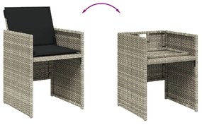 4 db világosszürke polyrattan kerti szék párnával