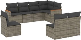 vidaXL 8 részes szürke polyrattan kerti ülőgarnitúra párnákkal