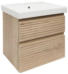 Naturel Savona Fürdőszobaszekrény mosdóval, 2 fiókos 58x53x44,8 cm matt Halifax tölgy SAVONA260DHU1
