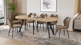 Mazzoni Ovális bővíthető étkezőasztal EXPANSO Craft Arany Tölgy / fekete lábak