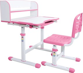 Növekvő íróasztal és szék, rózsaszín/fehér, set ZION