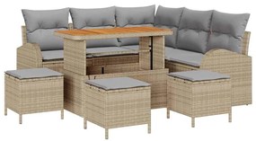 vidaXL Kerti Kanapé Szett párnával 9 pcs Bézs polirattan