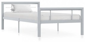 Szürke és fehér fém ágykeret 90 x 200 cm